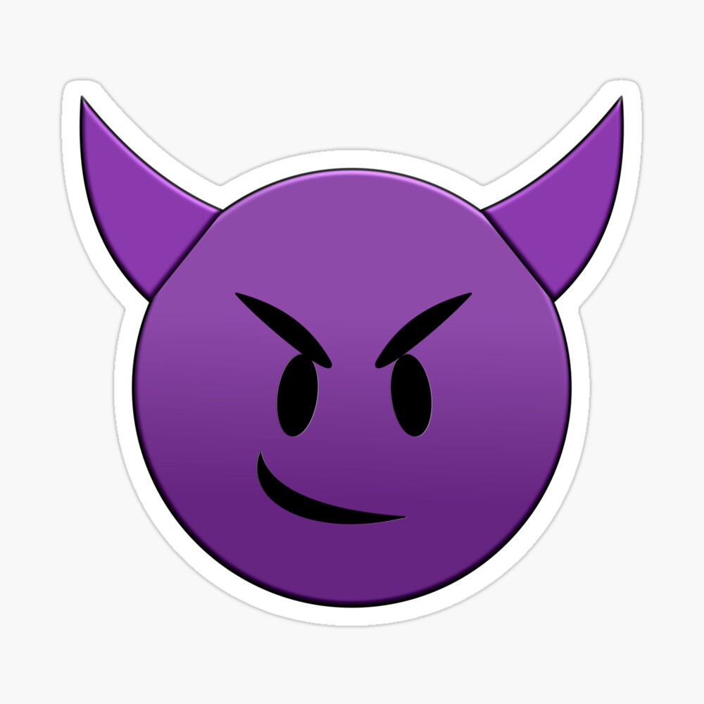 PURPLE DEVIL EMOJI Iron On Design, Devil Face Emoticon, Custom Emoji ...