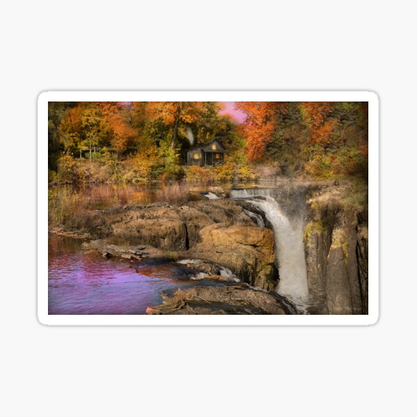 Item preview, Autumn - Cabin by a waterfall designed and sold by Mike Savad Photography.