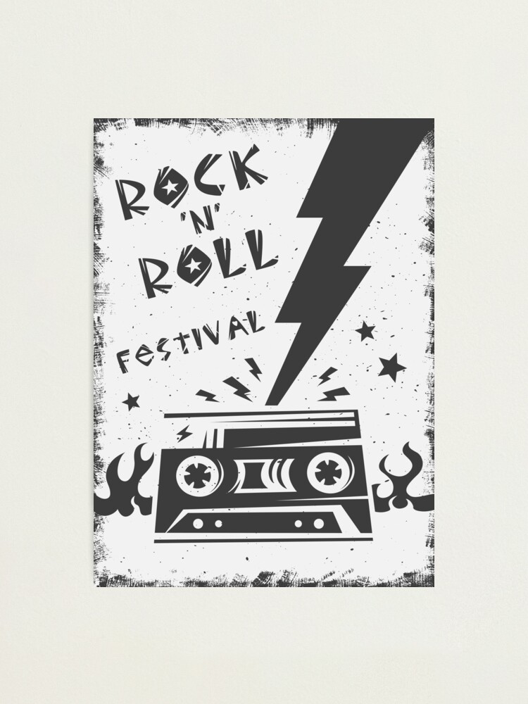 "Vintage audio cassette on fire. Rock festival. Black and white retro