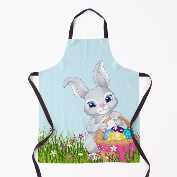 Item preview, Easter Bunny with Basket full of Colourful Eggs. In field of flowers designed and sold by S Quinn.