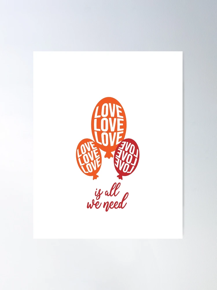 I Love You Valentine Word Simple Minimal White Outline Letters