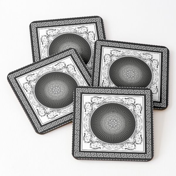 Item preview, White Black Greek Meander Baroque designed and sold by Yiorgos Designs.