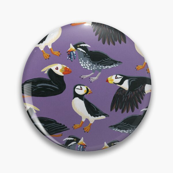 Item preview, Gouache Purple Puffins Pattern designed and sold by paintedpansy.
