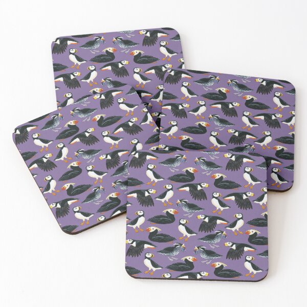 Item preview, Gouache Purple Puffins Pattern designed and sold by paintedpansy.