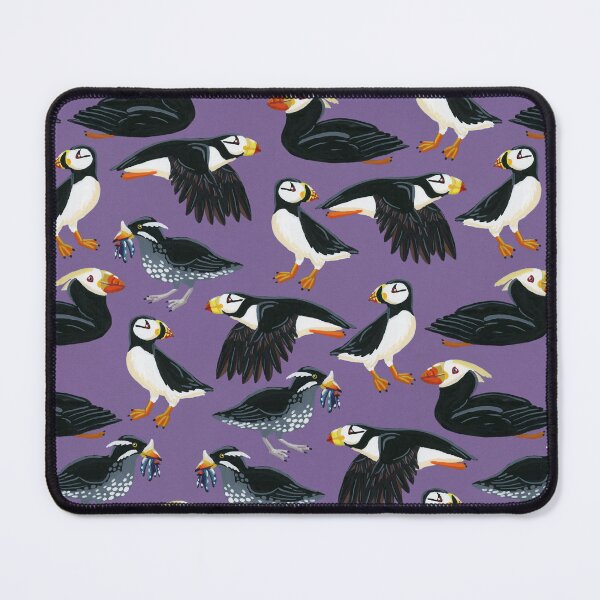 Item preview, Gouache Purple Puffins Pattern designed and sold by paintedpansy.