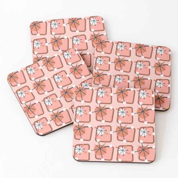 Item preview, Atomic Starburst and Abstract Shapes Mid Century Modern Pink designed and sold by lovevisionkarma.