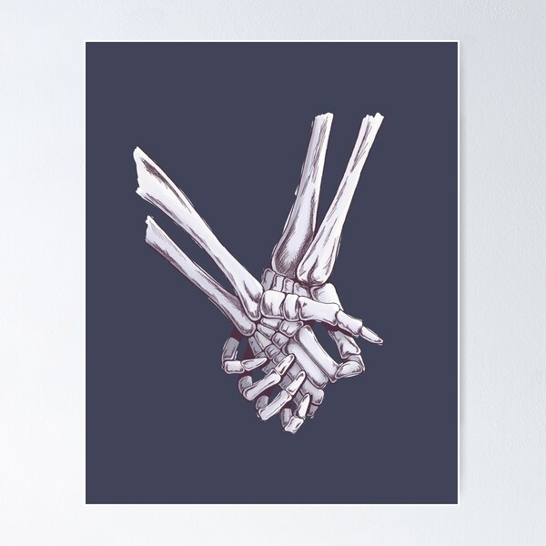 Funny skeleton hands bra illustration Poster for Sale by Creative