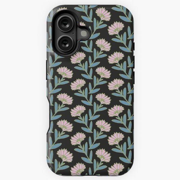 Blooms Of Inspiration - Pink Flowers On Black iPhone Tough Case