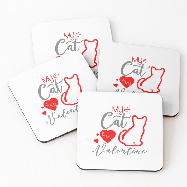 Item preview, Valentine Day Quote Lettering Typography My Cat is My Valentine Grey & Red designed and sold by WearWolfDesigns.