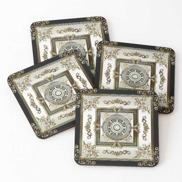 Item preview, Ornate Baroque Filigree Gold Black Pearl Greek Meander designed and sold by Yiorgos Designs.