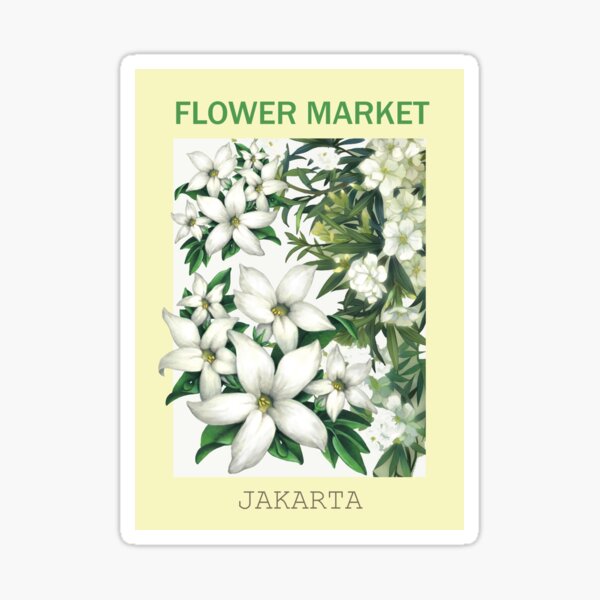 Item preview, Flower Market Jakarta, Flower Market Print, Flower Market Poster, Flower Wall, Flower Shop Sign, Flower Print, Florist Gift, Botanical Flower Poster, Wall Art  designed and sold by Artone369.