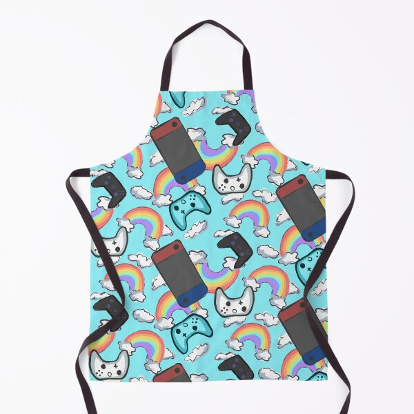Item preview, Cartoon controllers with pastel rainbows repeating pattern designed and sold by RandasDoodles.