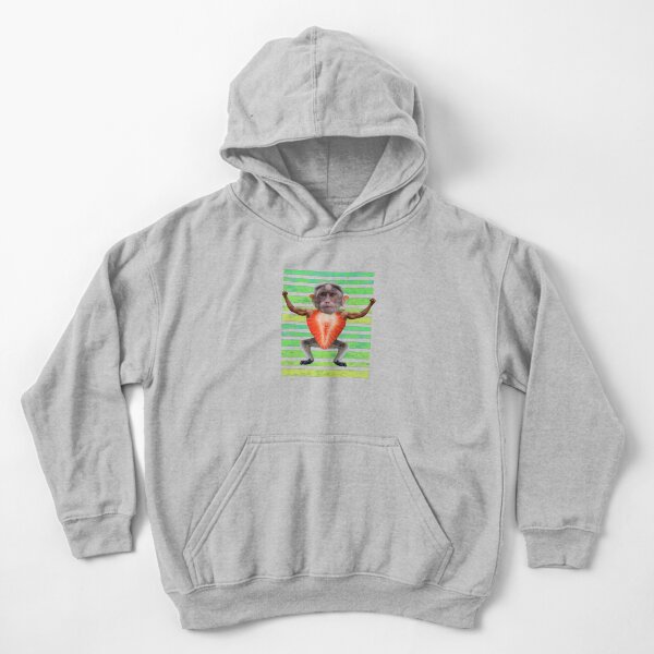 Muscular Strawberry Monkey Kids Pullover Hoodie