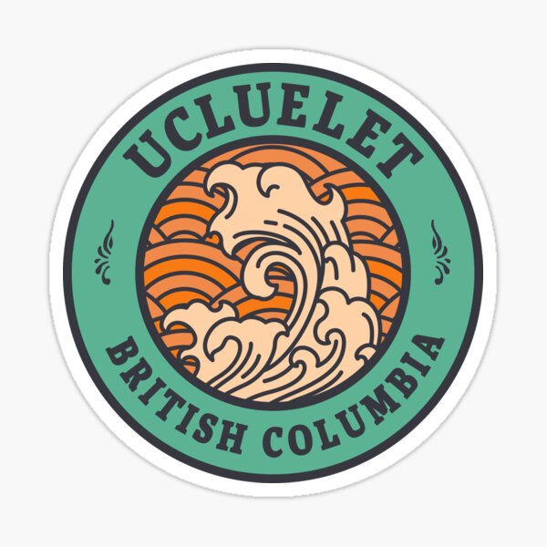 Item preview, Ucluelet Waves Retro Badge designed and sold by modeoftravel.