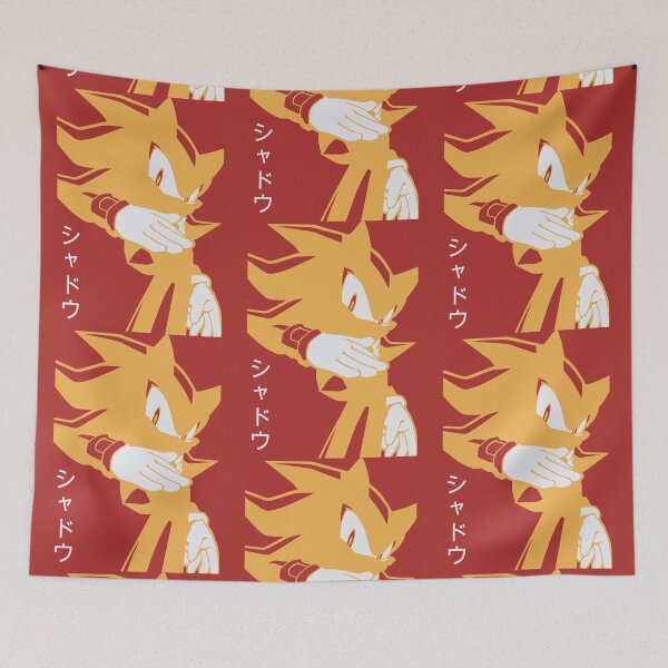 Item preview, Super Golden yellow Shadow Hedgehog anime manga kanji style Background red designed and sold by discreetgeeks.