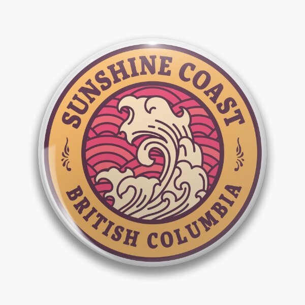 Artikelvorschau, Sunshine Coast BC Waves Retro Badge entworfen und verkauft von modeoftravel.