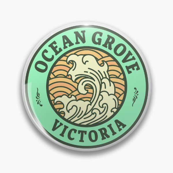 Item preview, Ocean Grove Waves Retro Badge designed and sold by modeoftravel.