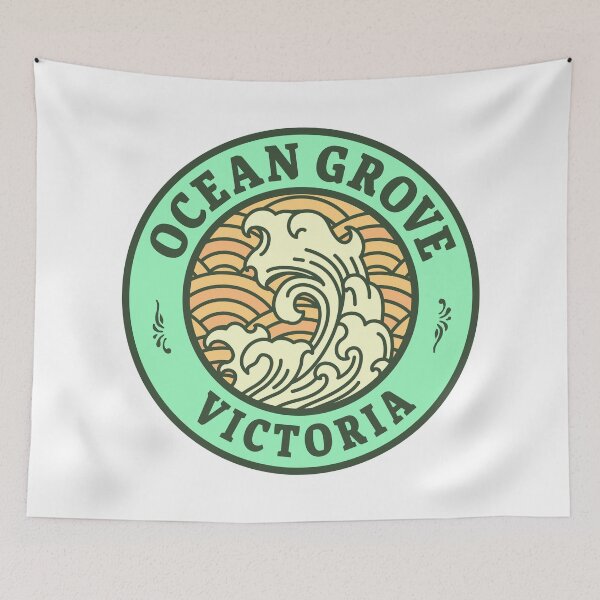 Item preview, Ocean Grove Waves Retro Badge designed and sold by modeoftravel.