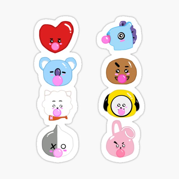 bt21 bubblegum series sticker pack sticker for sale by hyunjinsstay redbubble