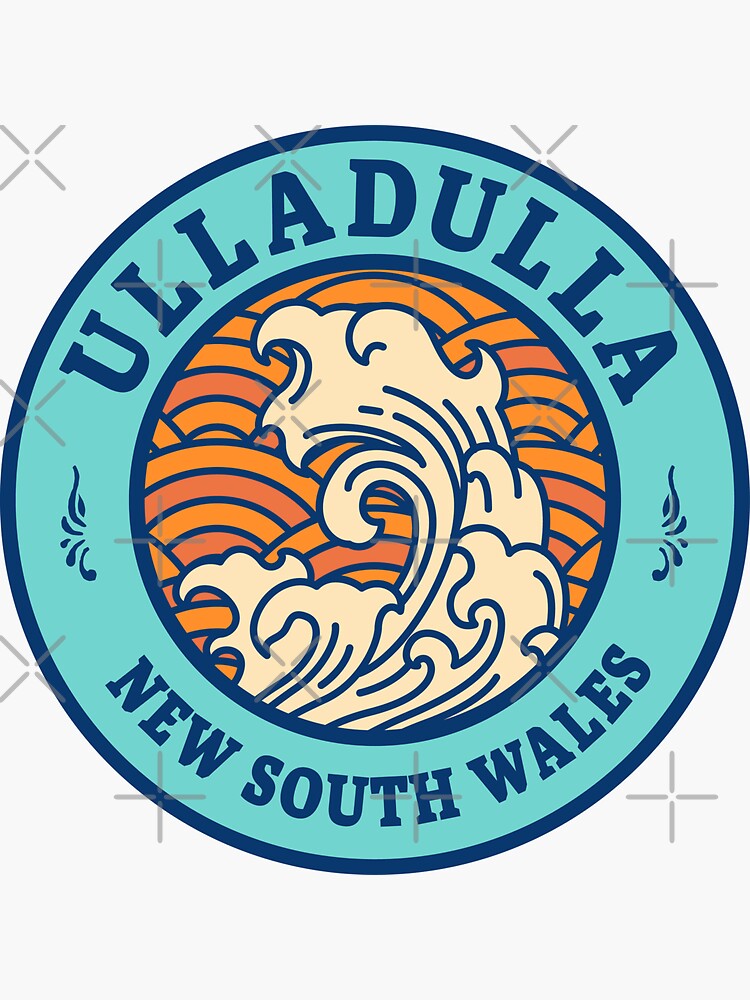 Thumbnail 3 of 3, Sticker, Ulladulla Waves Retro Badge designed and sold by modeoftravel.