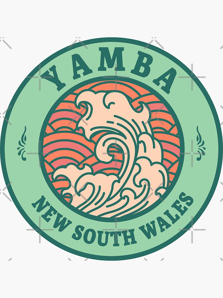 Thumbnail 3 of 3, Sticker, Yamba Waves Retro Badge designed and sold by modeoftravel.
