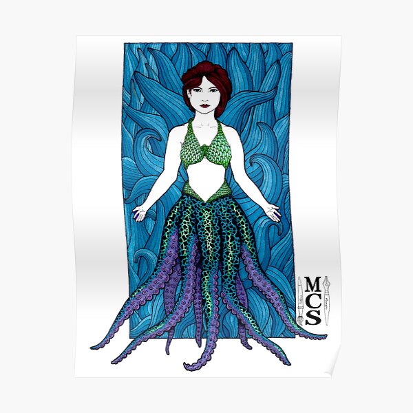 Details about   Gothic Fantasy Art PRINT Sea Witch Tentacles Cecaelia Ursula Teal Purple Crown 