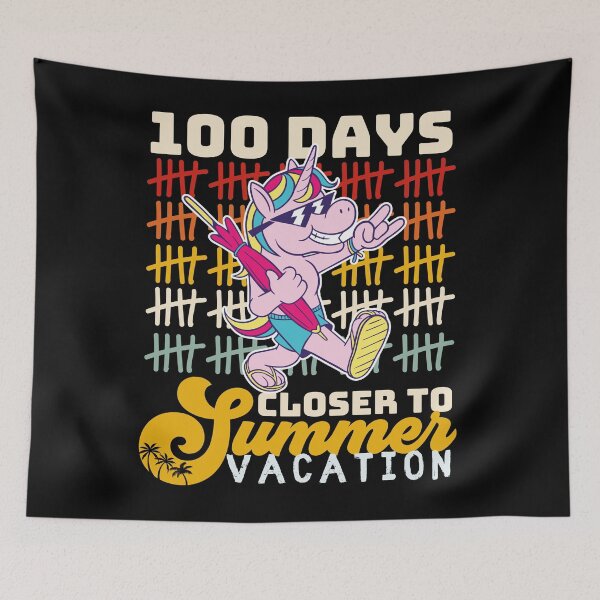 Item preview, 100 Days Closer To Summer Unicorn 100th Day Of School Funny Beach designed and sold by retrodesigner14.