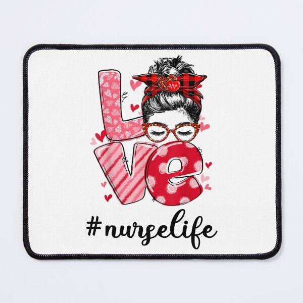 Item preview, Nurse Valentines Day With Love N Messy Bun Hair RN NICU designed and sold by manzee.