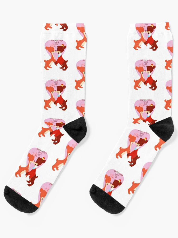 Thumbnail 1 of 5, Socks, "Bears Like to Say it with a Slap!" Bongo Lulubelle Valentine's Day Heart Love Romance Pink Red Bear Couple Cartoon Gift Idea Vintage Anniversary designed and sold by CanisPicta.