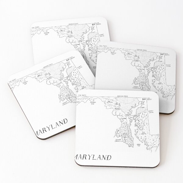 Item preview, Maryland as a fantasy map - black and white designed and sold by aldayuan.