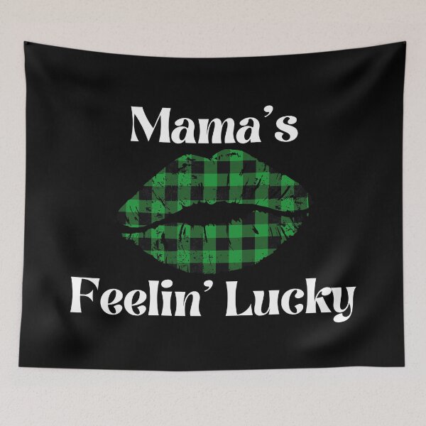 Item preview, Buffalo Plaid Lips, Mama's Feelin' Lucky, Funny St. Patrick's Day Celebrations designed and sold by Auntieck.