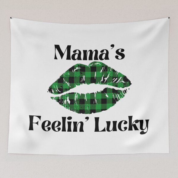 Item preview, Buffalo Plaid Lips, Mama's Feelin' Lucky, Funny St. Patrick's Day Celebrations designed and sold by Auntieck.