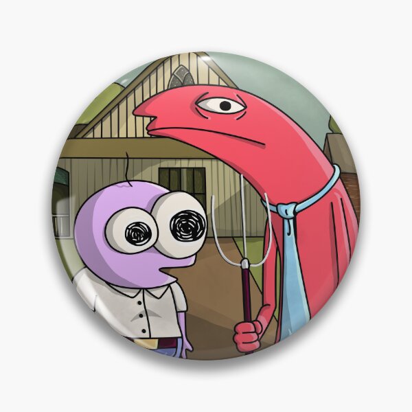 Item preview, SMILING FRIENDS - Wild Pim and Alan  American Gothic style, Alan, bliblie, Grim, Gleb or Glep(author's art) designed and sold by mrGoodwin90.