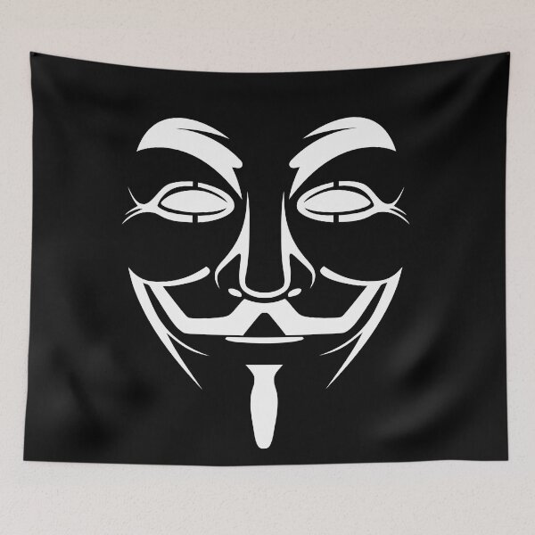 Aperçu de l'œuvre Masque Guy Fawkes - Design noir et blanc créée et vendue par Bennymp.