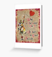 Vintage Alice im Wunderland-Collage Wer in der Welt bin ich zitieren Grußkarte