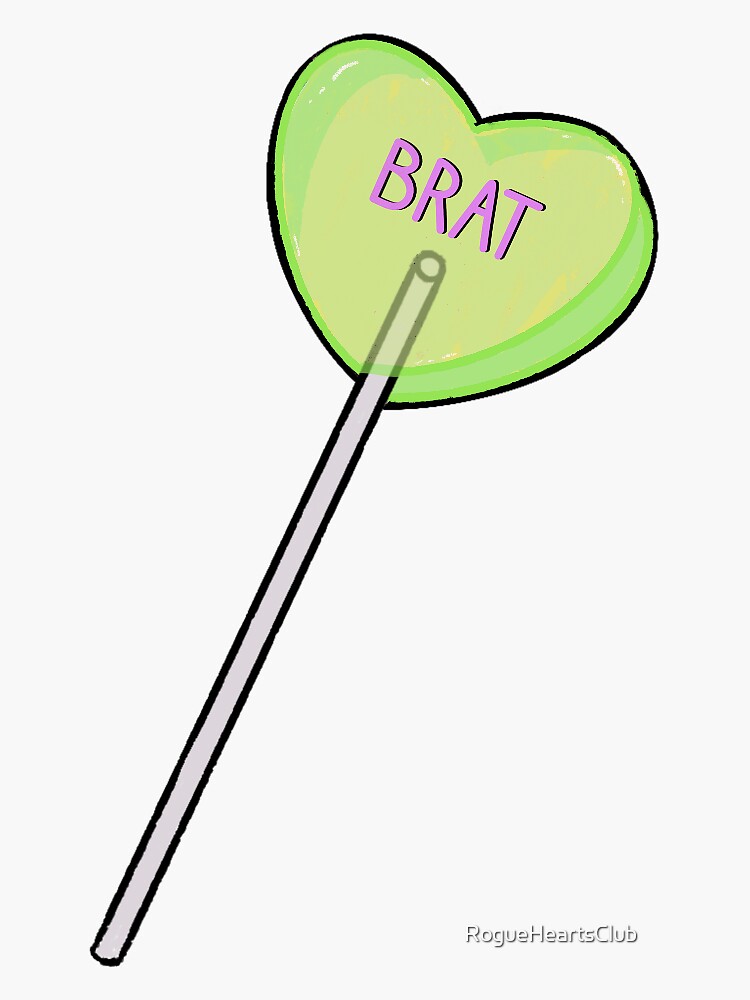 Thumbnail 3 of 3, Sticker, Brat Green Candy Heart Sucker designed and sold by RogueHeartsClub.