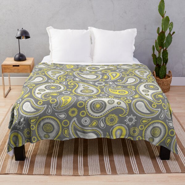 Item preview, Yellow and grey paisley pattern designed and sold by -Lily-Anne-.
