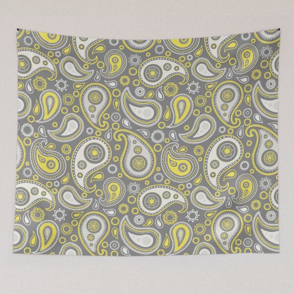 Item preview, Yellow and grey paisley pattern   designed and sold by -Lily-Anne-.