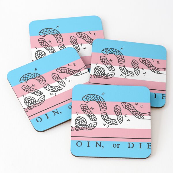 Item preview, JOIN OR DIE trans pride flag designed and sold by awsomehog1.
