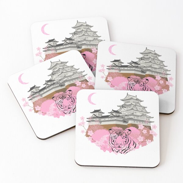 Item preview, China Temple with Pink Cherry Blossom, Moon, and White Tiger designed and sold by SMillustrations.