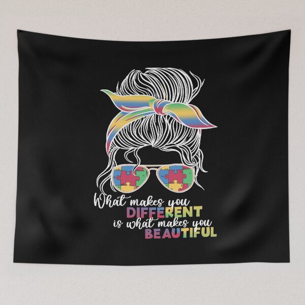 Item preview, What Makes You Different Messy Bun Mom Autism Awareness design designed and sold by Merchking1.