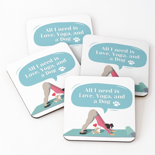 Item preview, All I need is love, yoga, and a dog designed and sold by kashrecreative.