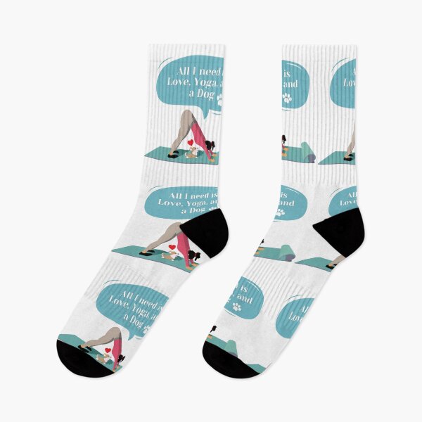 Item preview, All I need is love, yoga, and a dog designed and sold by kashrecreative.