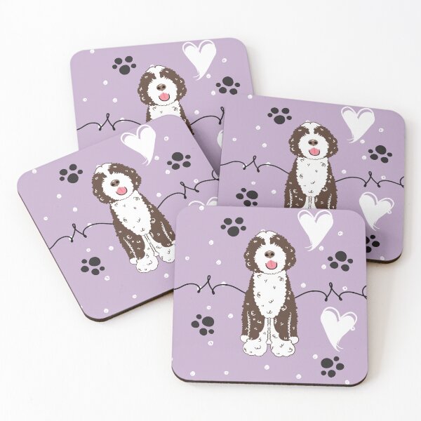 Item preview, Love Chocolate White Portuguese Water Dog - Lilac Background designed and sold by Lulupainting.