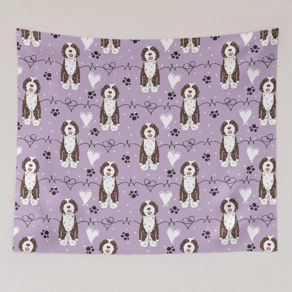 Item preview, Love Chocolate White Portuguese Water Dog - Lilac Background designed and sold by Lulupainting.