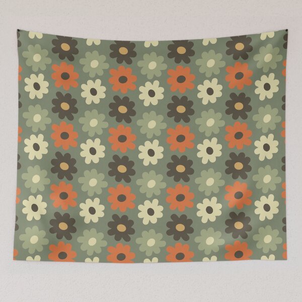Item preview, Blomma, Groovy Vintage Flower Pattern in Retro Color Style designed and sold by BesanoStyle.