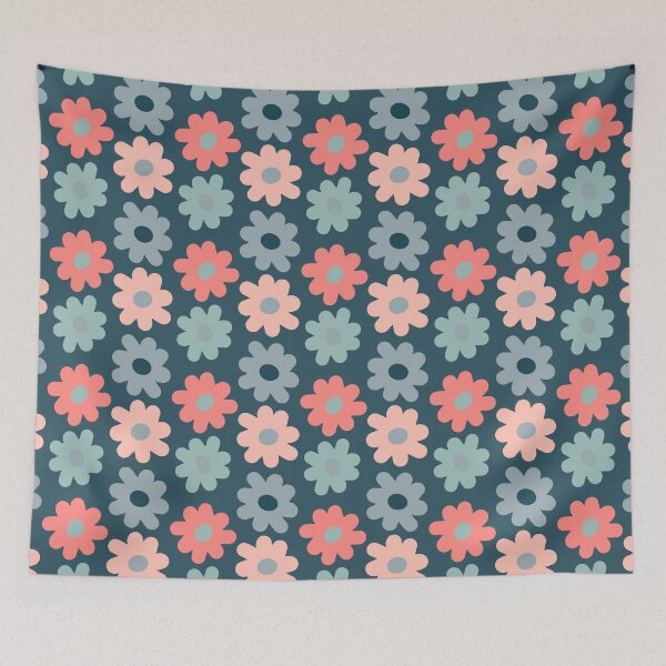 Item preview, Blomma, Groovy Retro Flower Pattern in Retro Color Style designed and sold by BesanoStyle.