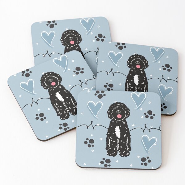 Item preview, Love Black White Portuguese Water Dog designed and sold by Lulupainting.