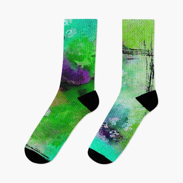 Item preview, GREEN AND PURPLE ABSTRACT, Floral, Expressionism, Vibrant, Green, Purple Flower, Wildflowers designed and sold by KATHLEEN TENNANT ART.