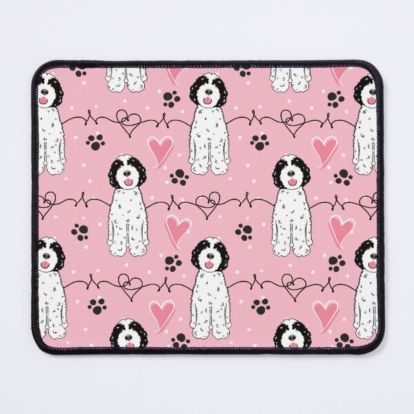 Item preview, Love Black White Portuguese Water Dog - Pink Background designed and sold by Lulupainting.